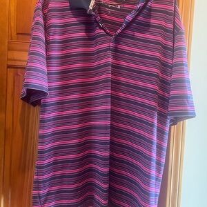 Walter Hagen Pink and Black Striped Polo Golf Shirt
